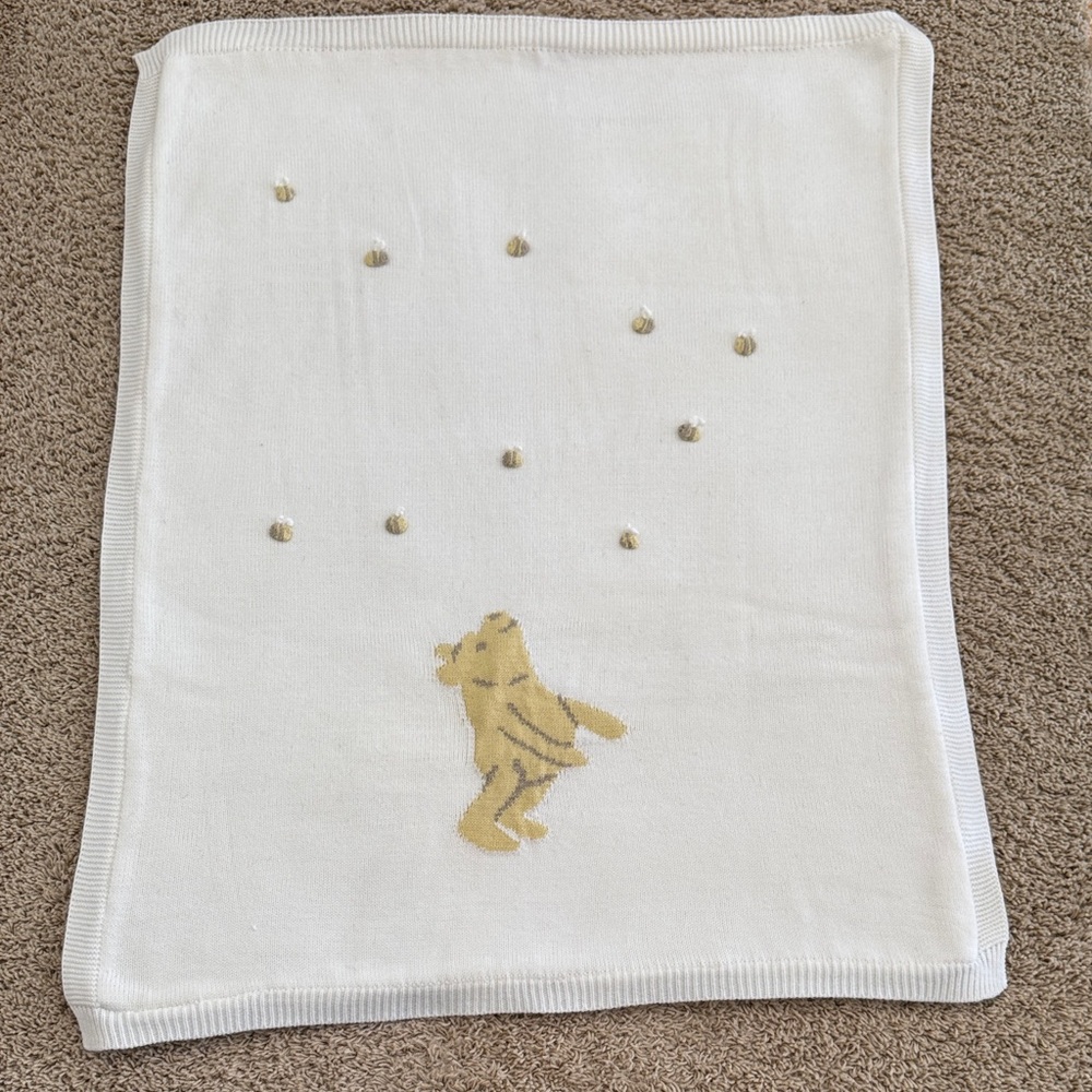 Pottery Barn Kids Disney Winnie The Pooh Bees Heirloom Knit Sweater Baby Blanket